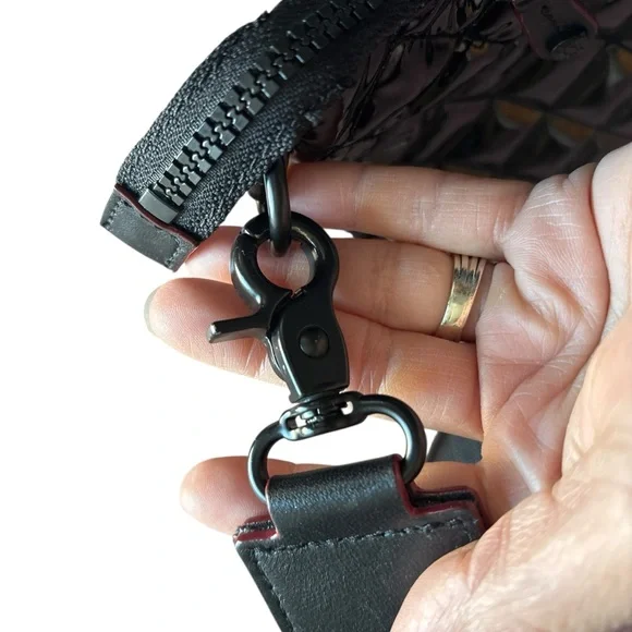 MZ Wallace Small Metro Scout Black Patent Quilted Crossbody Bag - Picture 8 of 11